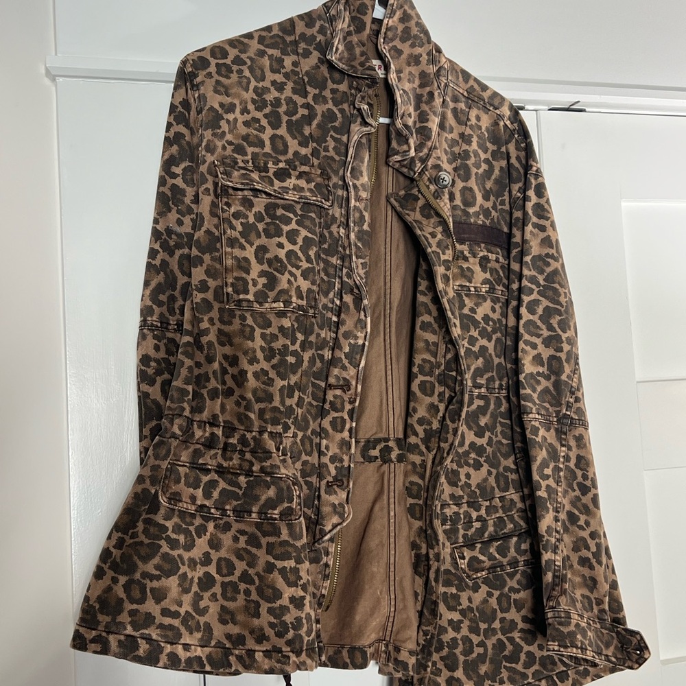 Free people denim leopard jacket size XS